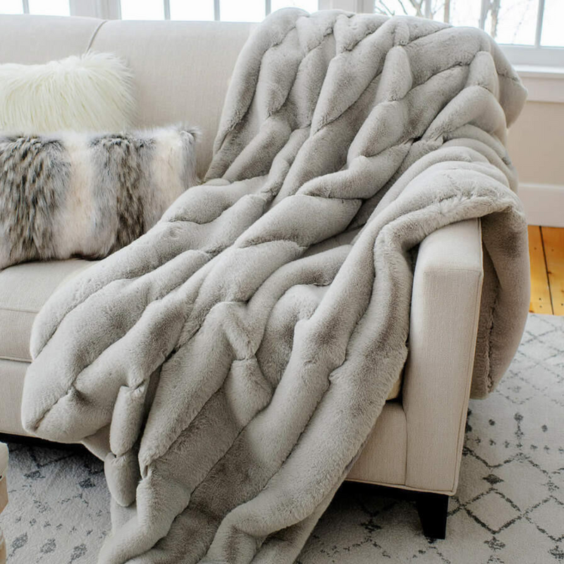 Dove Faux Fur Posh Throw