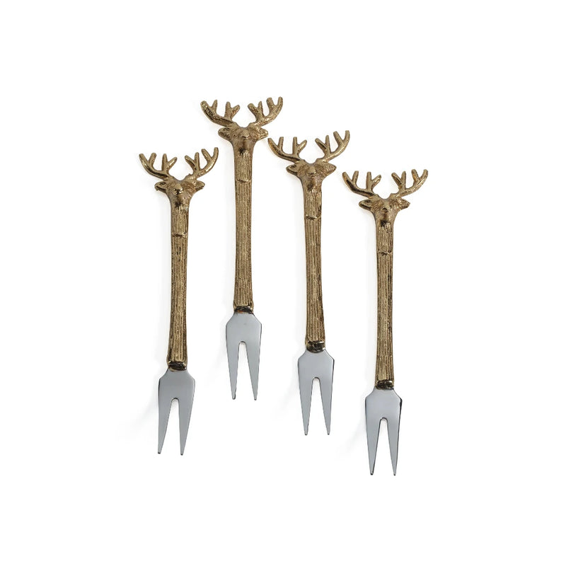 Stag Head Cocktail & Cheese Fork Set of 4.