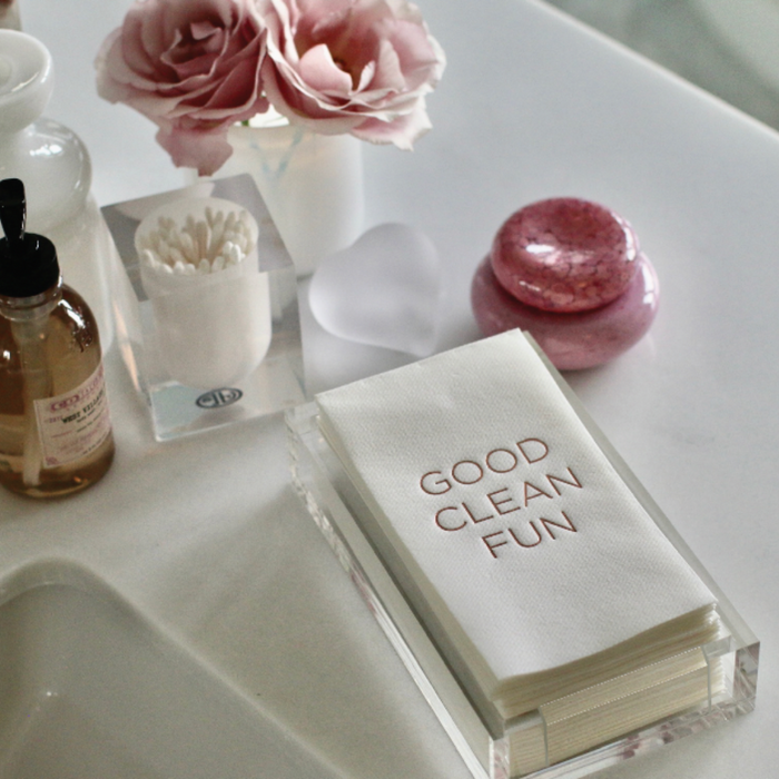 Guest Towels with Acrylic Tray - Various Styles, "Good Clean Fun".