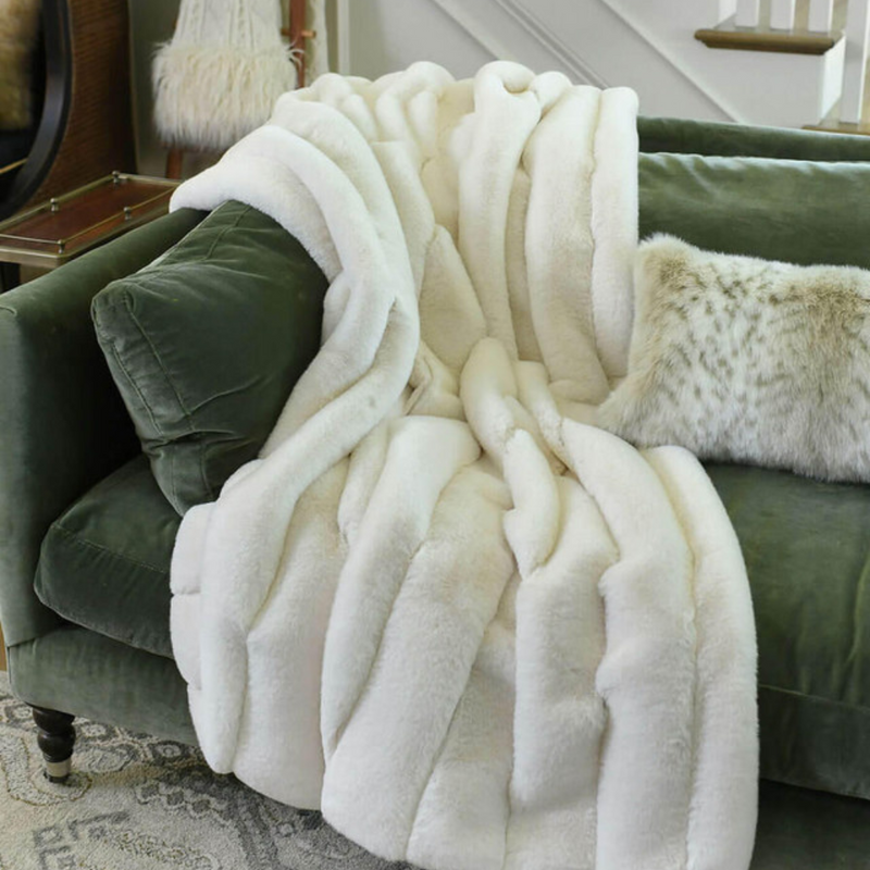 Ivory Faux Fur Posh Throw