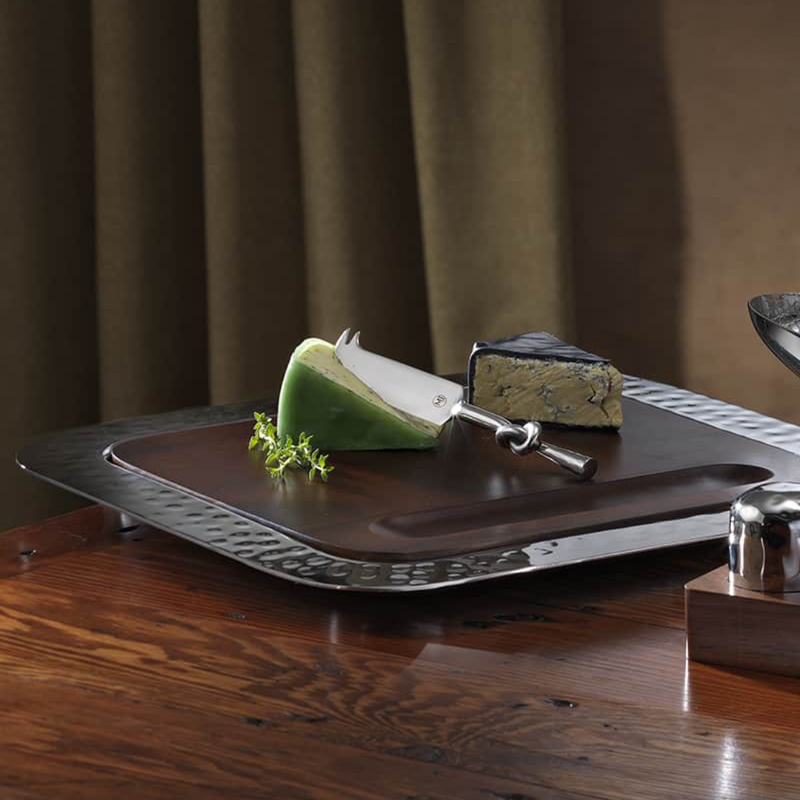 Sierra Square Tray with Wood Insert shown here on a table setting.