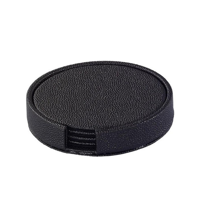 Skate Round Coaster Set in black.