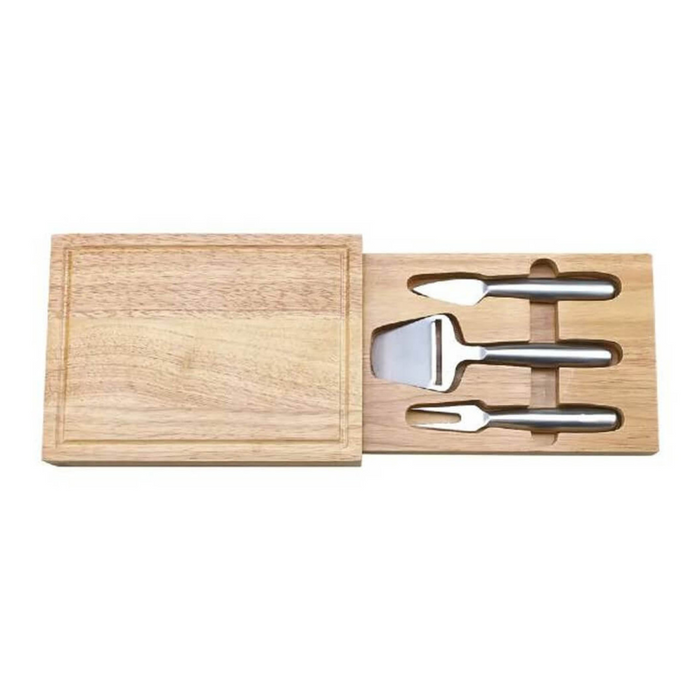 Wooden Cheeseboard with 3-Piece Serving Utensils.