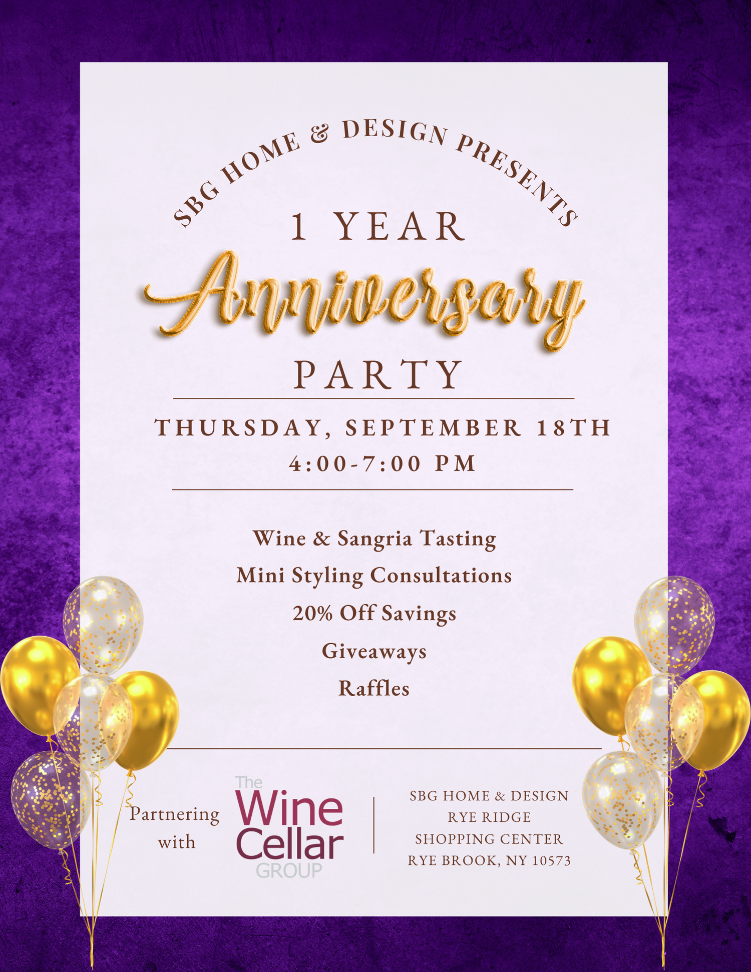 Anniversary Party: Thursday, September 18th - SBG Home & Design