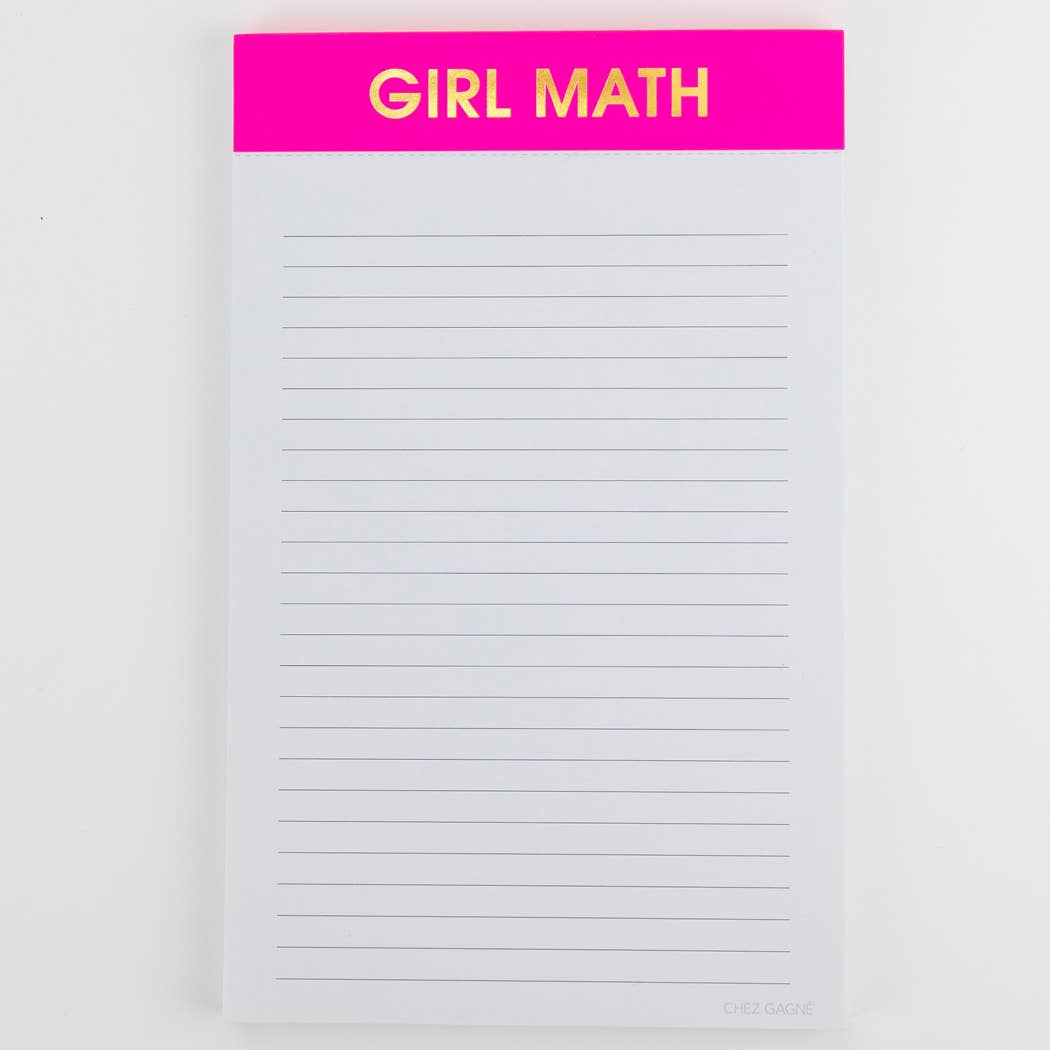 Girl Math - Lined Notepad - Bright Pink - 65 perforated pages - 5x8