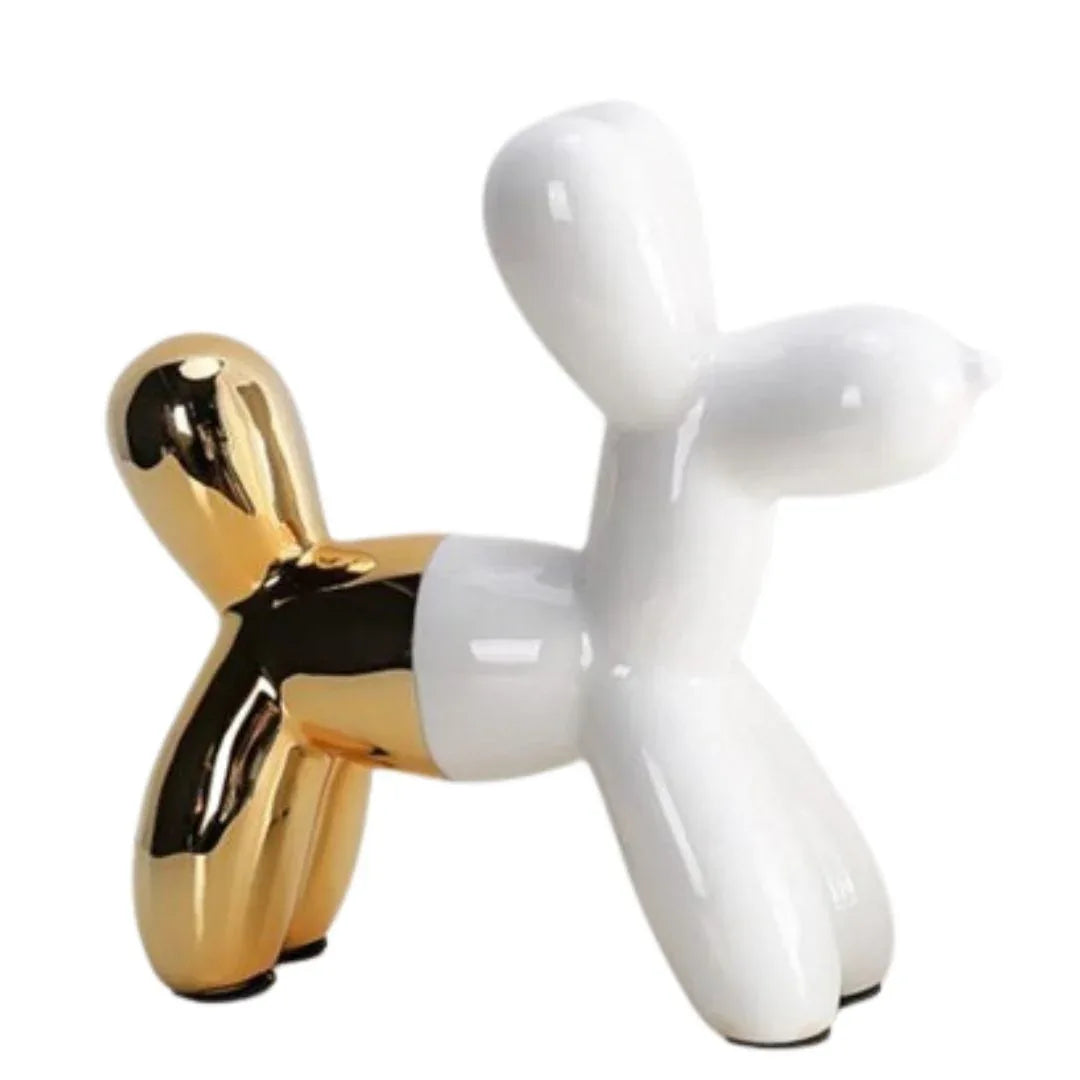 Balloon Dog 8.5 X 8.5 White Gold Decorative Objects
