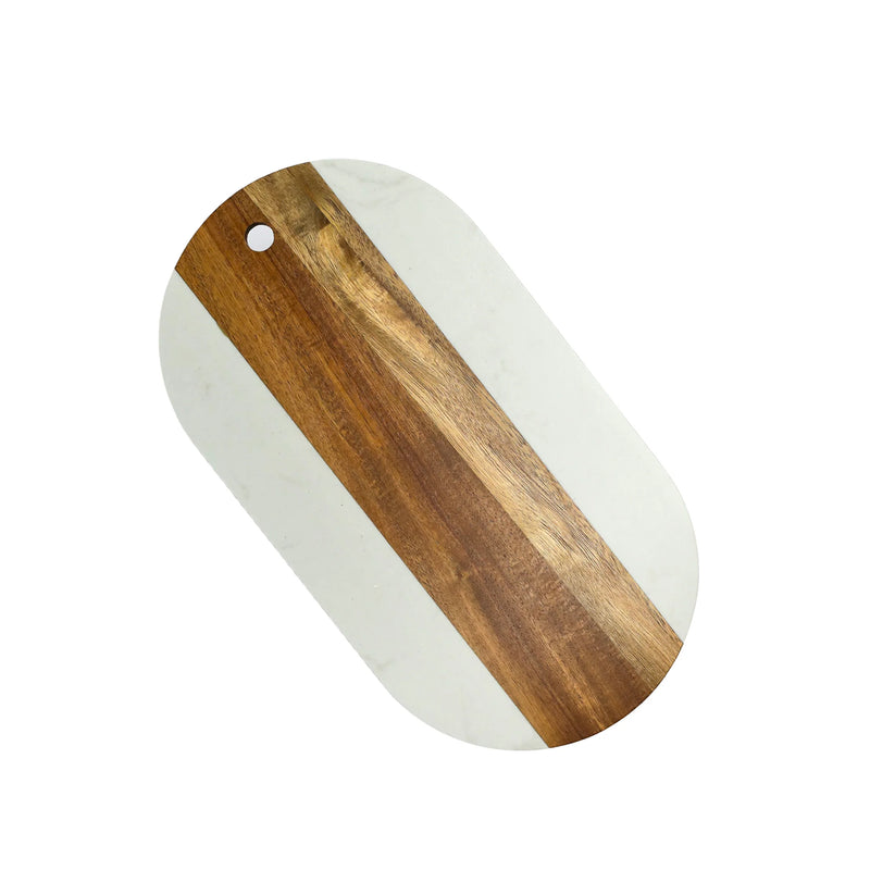 Marble & Acacia Wood Oval Serving Board