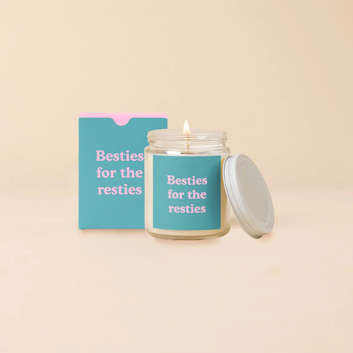 Candle Jar w/Lid Besties for the resties Candleholder