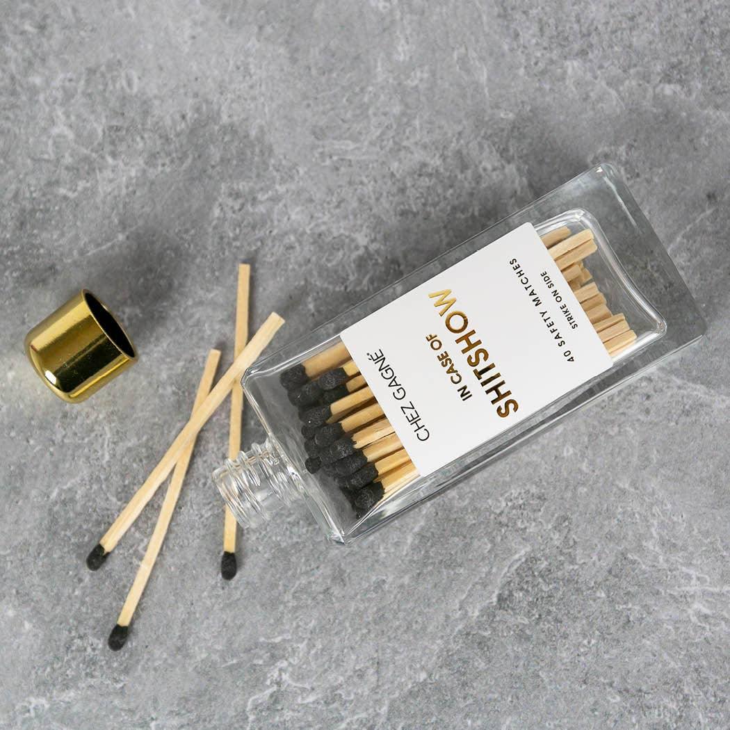 In Case of Shitshow - Glass Bottle Safety Matches - Black Matchboxes & Lighters