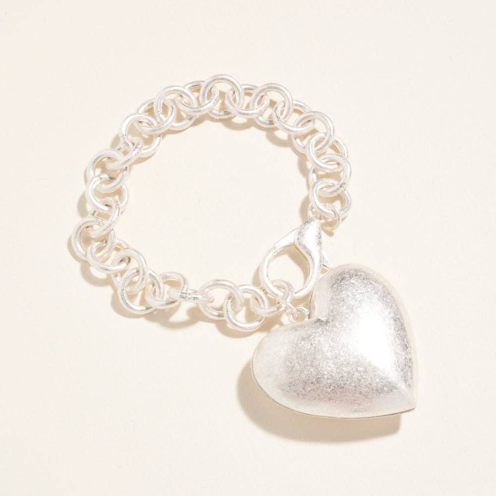 Metal Puffy Heart Keychain Bagcharm