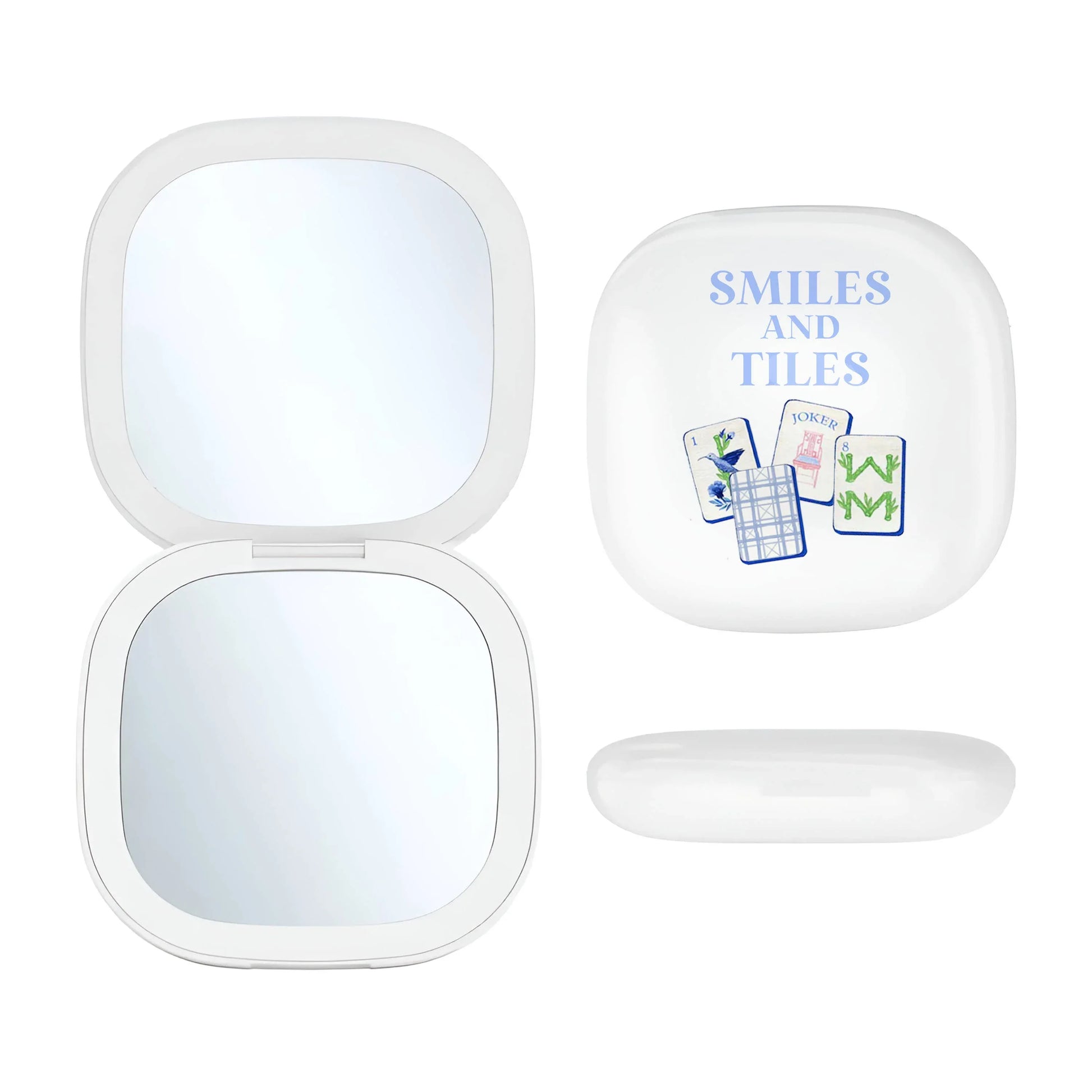 LED Compact Mirror - Smiles and Tiles - Mahjong Accessories