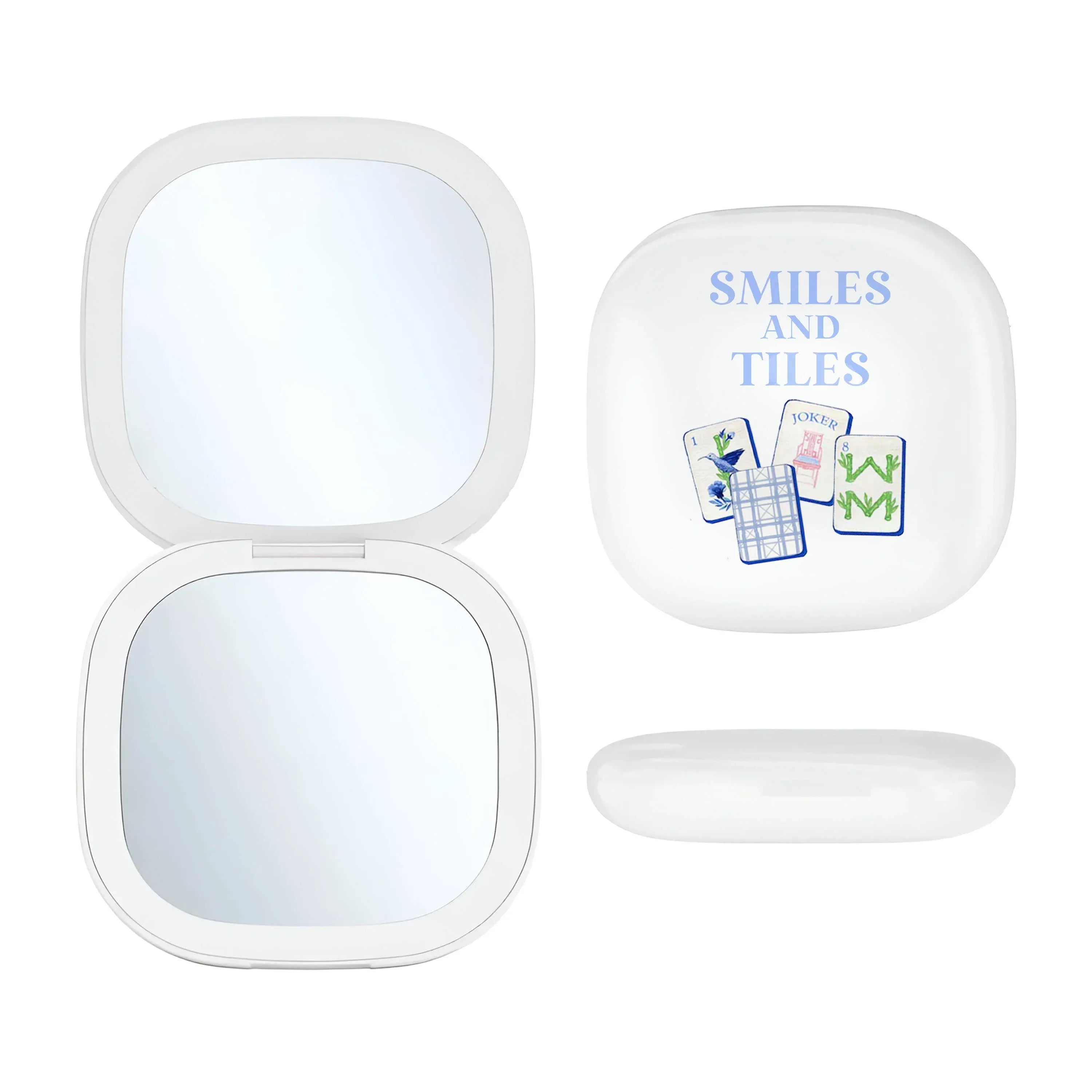 LED Compact Mirror - Smiles and Tiles - Mahjong Accessories