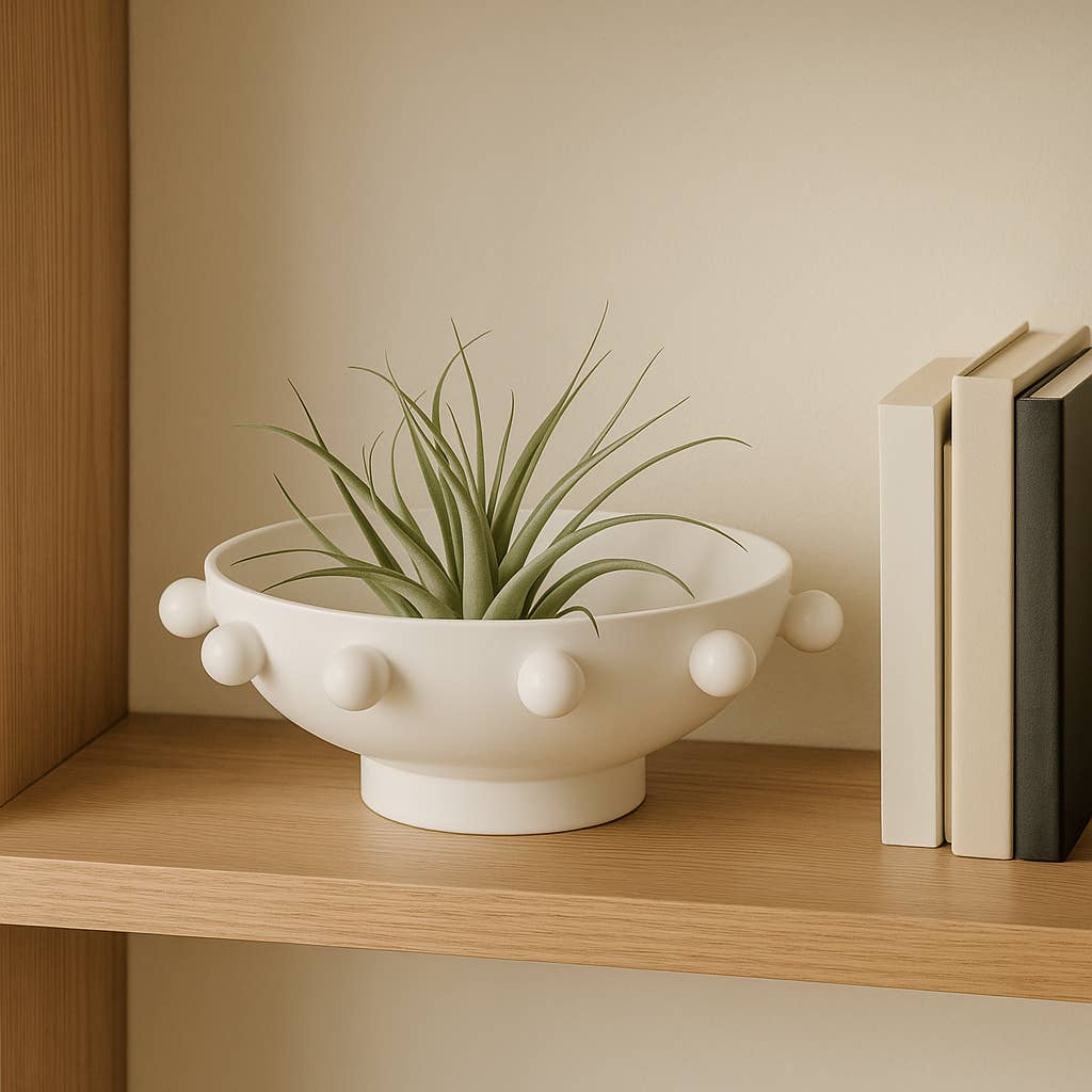 Decorative Bowl - White Iron Hobnail