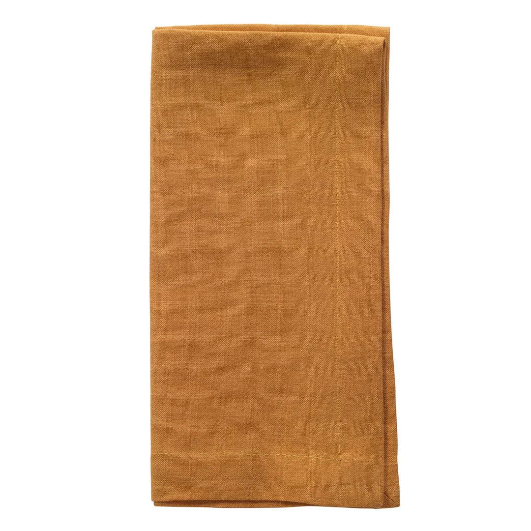 Amalfi 21" Napkin Set of 4 Mustard Placemats, Napkins, & Napkin Rings