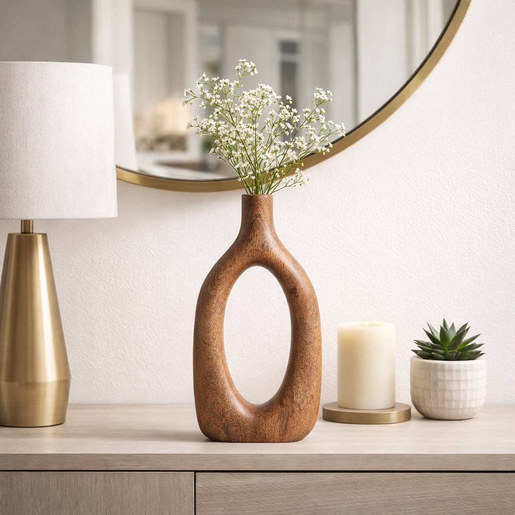 Tall Brown Wood Oval Open Cut-Out