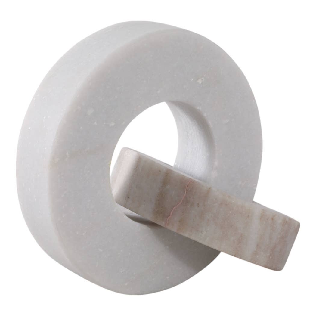 Sculpture Double Ring White/Beige Marble