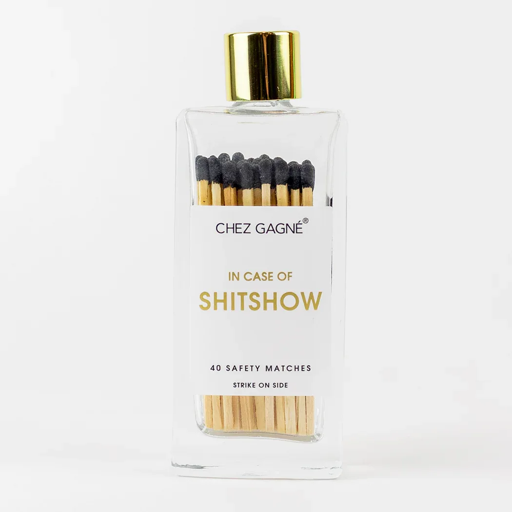 In Case of Shitshow - Glass Bottle Safety Matches - Black Matchboxes & Lighters