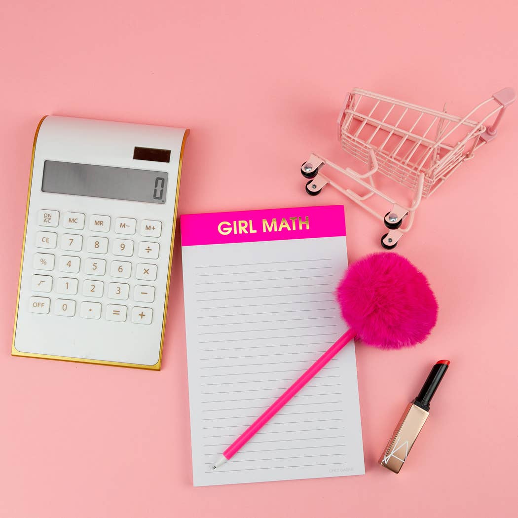 Girl Math - Lined Notepad - Bright Pink - 65 perforated pages - 5x8
