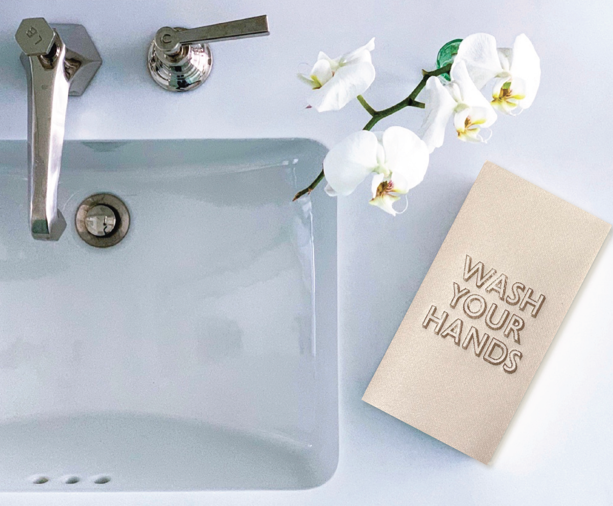 Cloth-Like Disposable Guest Towels USE ME Gold Hand Towels & Holders