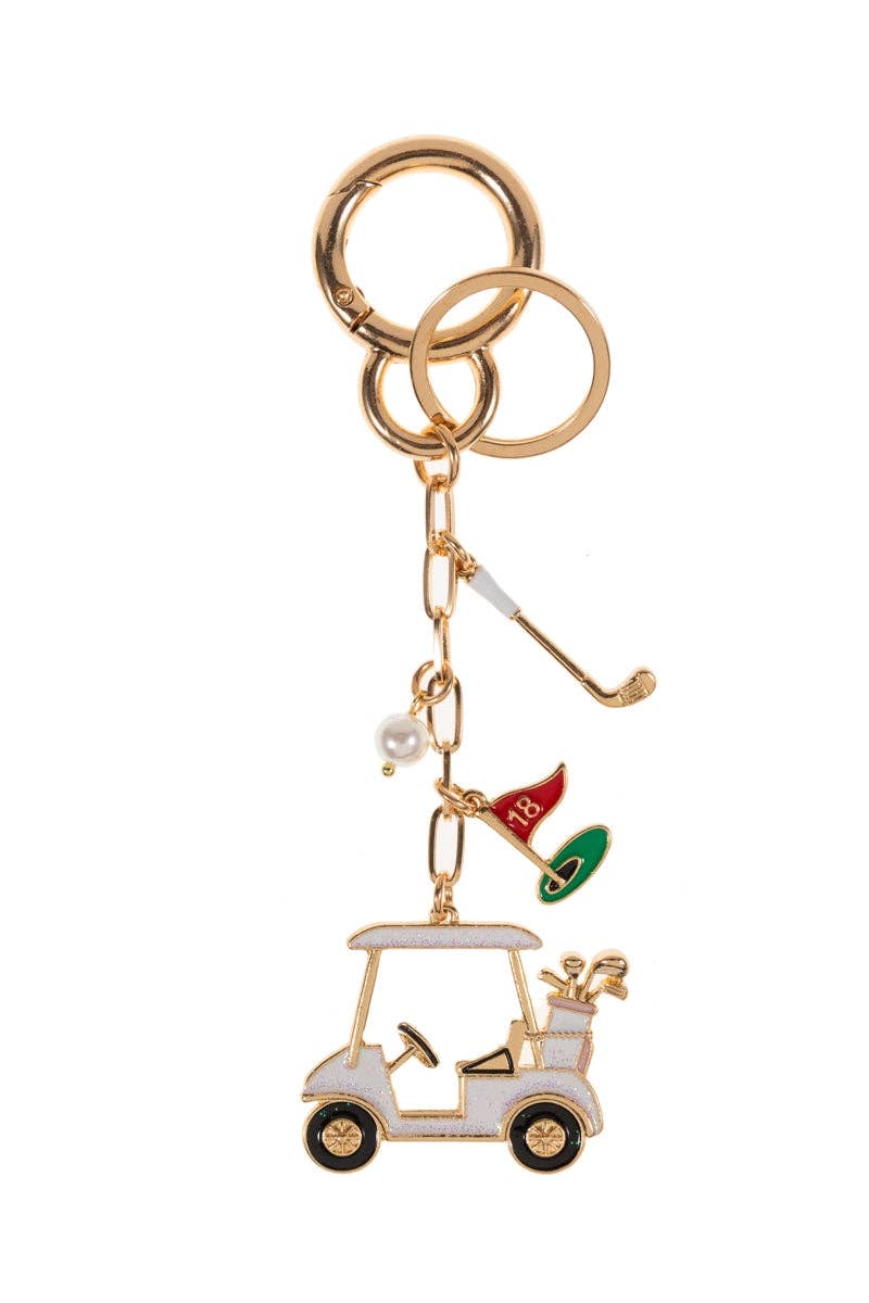Sports Golf Cart Shaped Bag Charm And Keychain