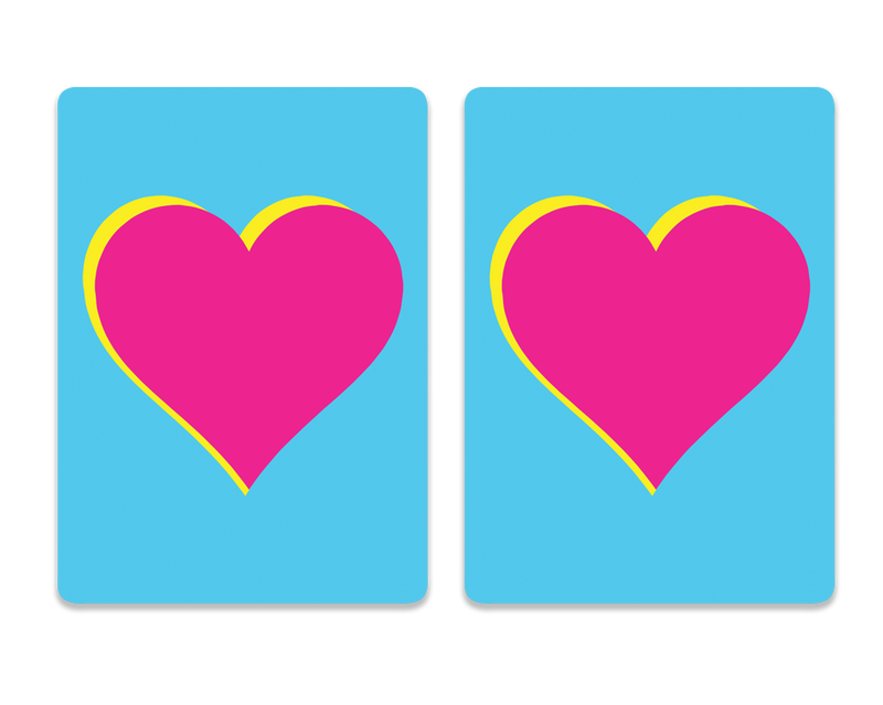 Playing cards Pink heart on blue background