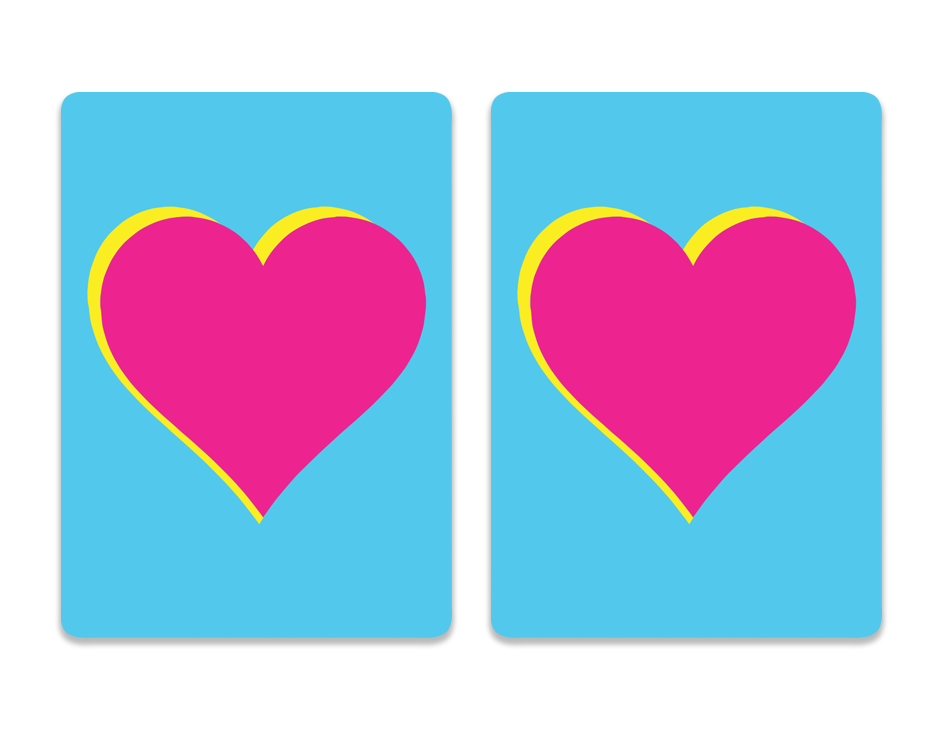 Playing cards Pink heart on blue background