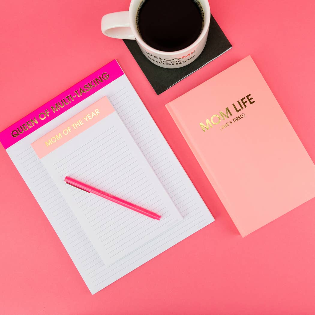 Mom Of The Year Lined Notepad - Coral - Mother's Day Gift