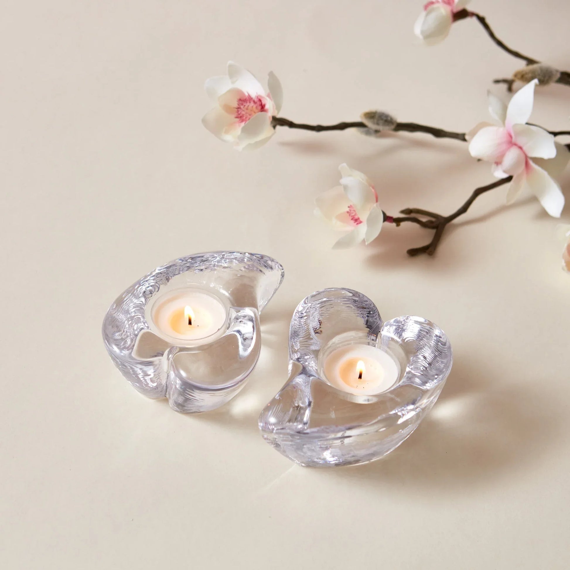 Twist Heart Tealight Set Of 2 Votives, Hurricanes & Candleholders