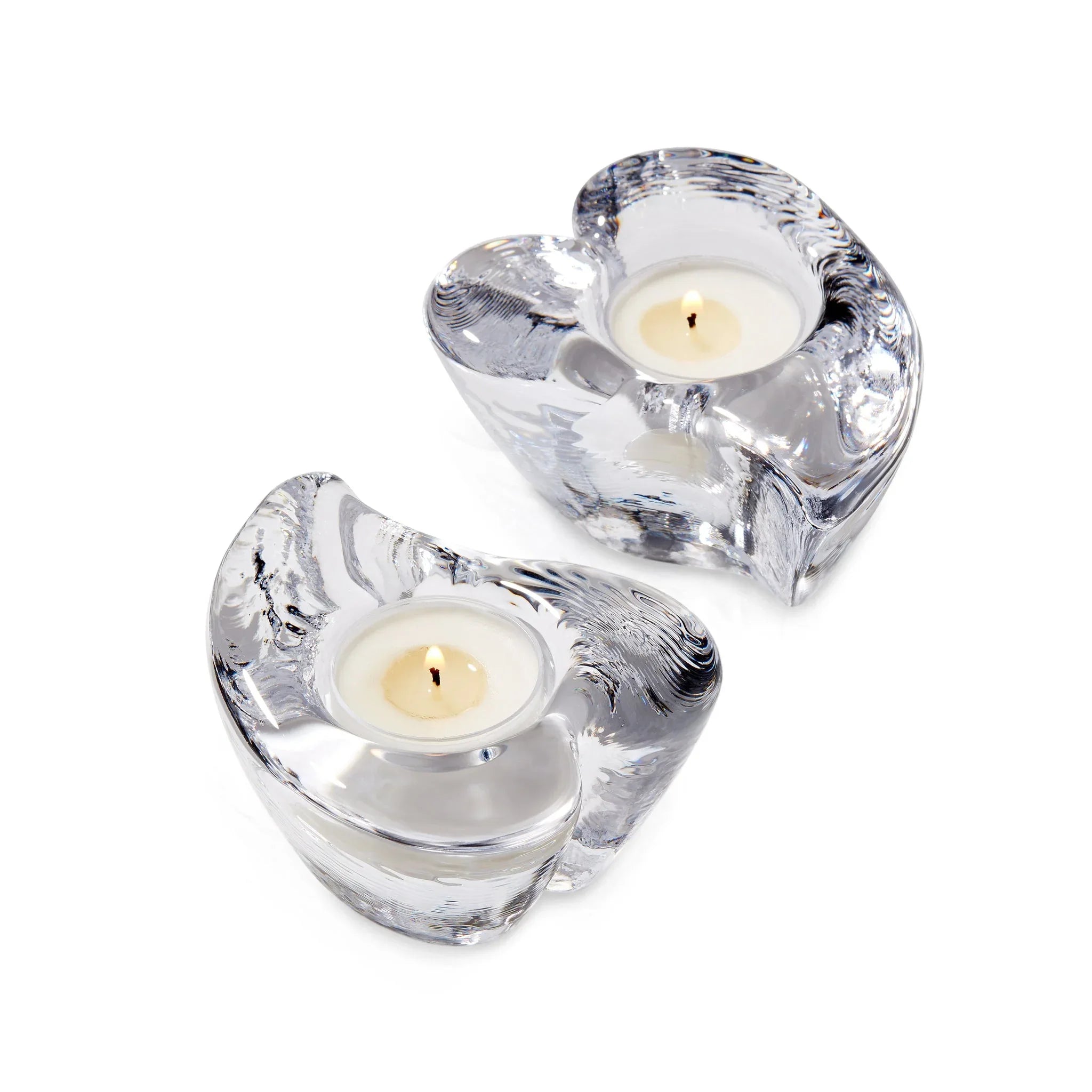 Twist Heart Tealight Set Of 2 Votives, Hurricanes & Candleholders