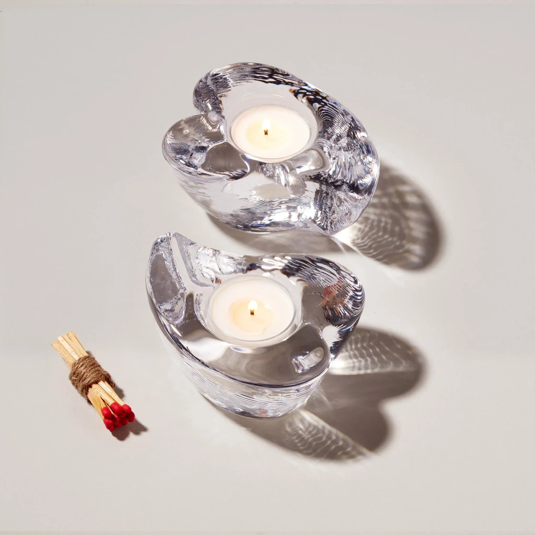 Twist Heart Tealight Set Of 2 Votives, Hurricanes & Candleholders