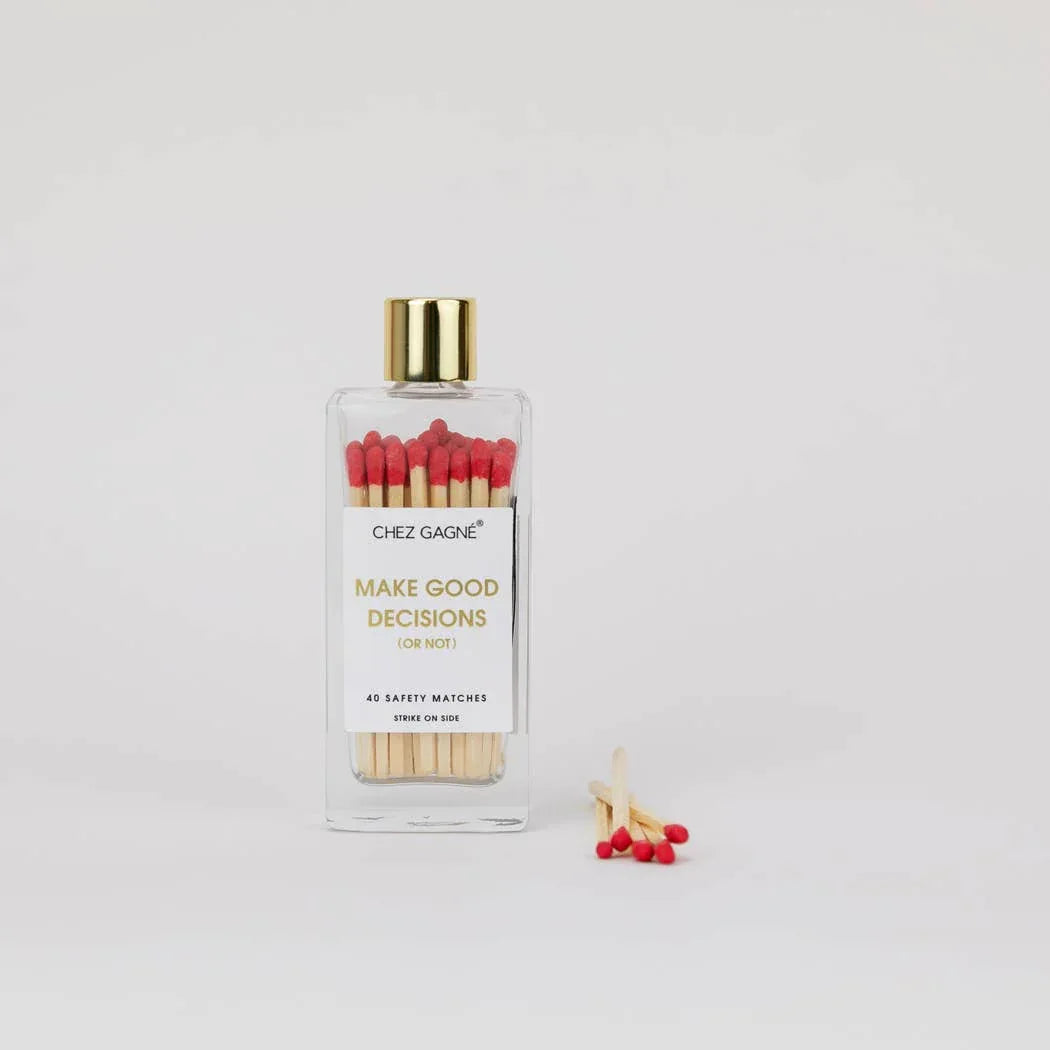 Make Good Decisions Or Not -Glass Bottle Safety Matches -Red Matchboxes & Lighters