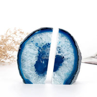Blue Agate Bookends Set