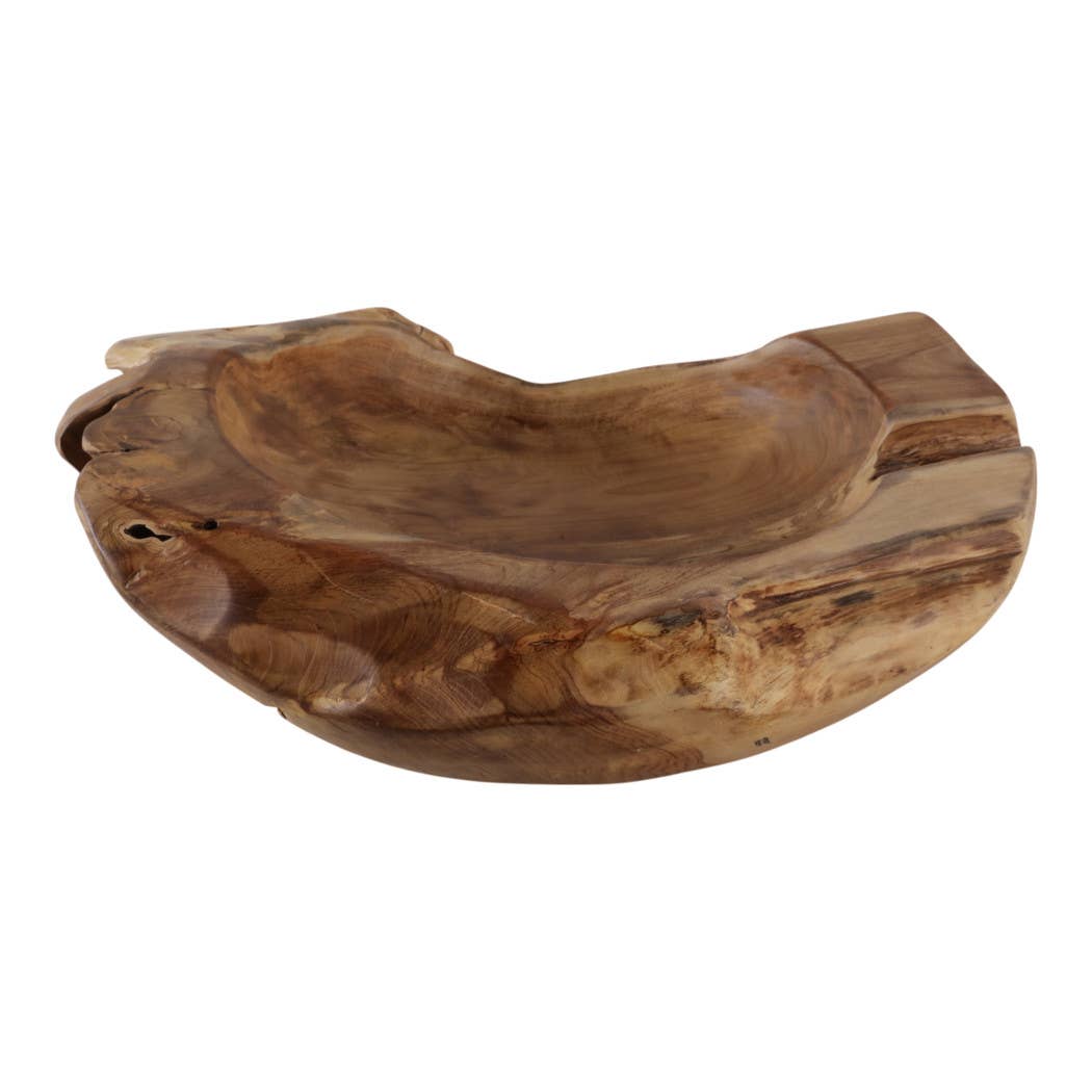 Teak Natural Wood Low Bowl