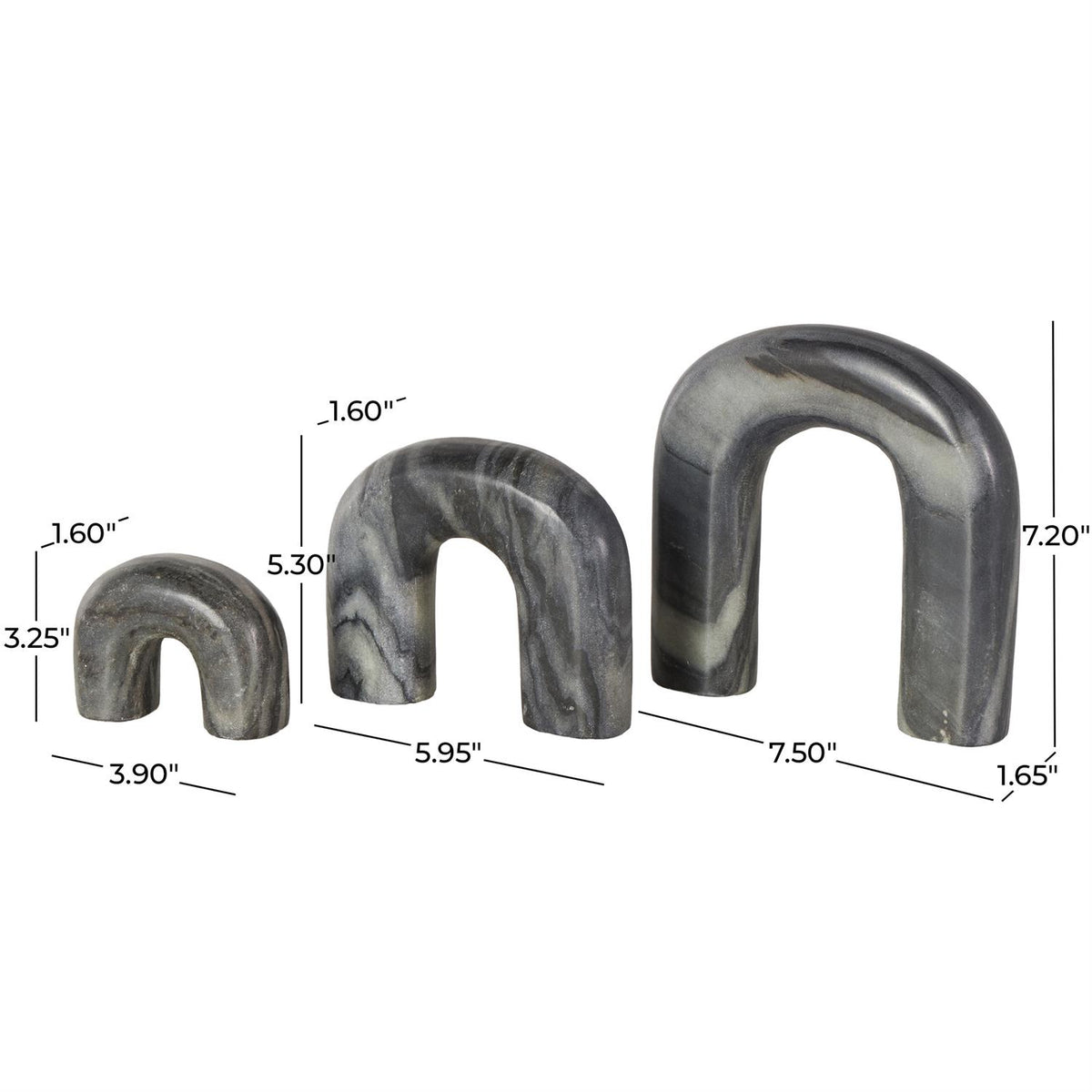 Black Marble Arch Sculpture Set