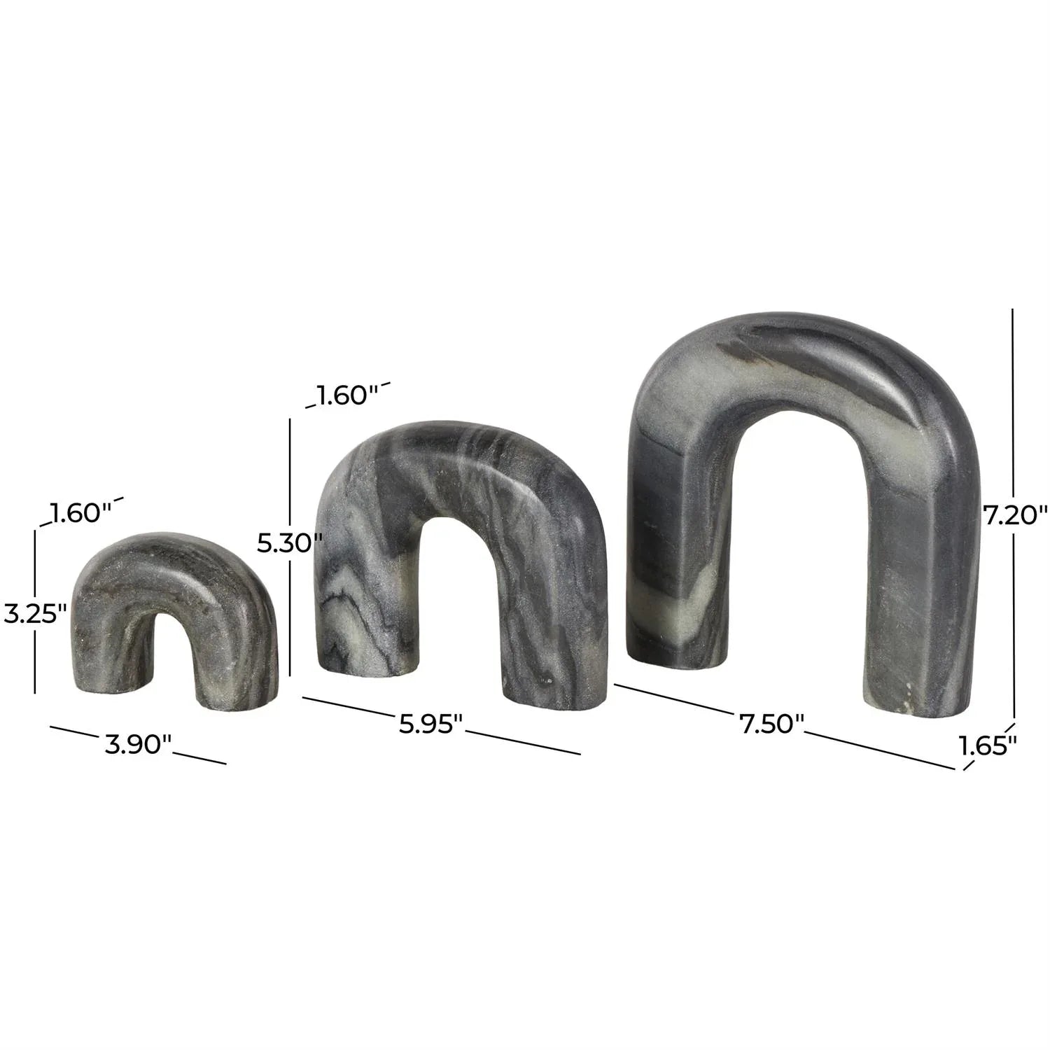 Black Marble Arch Sculpture Set Sculpures