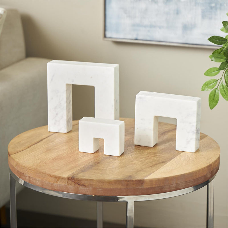 White Marble Square Arch Sculpture Set