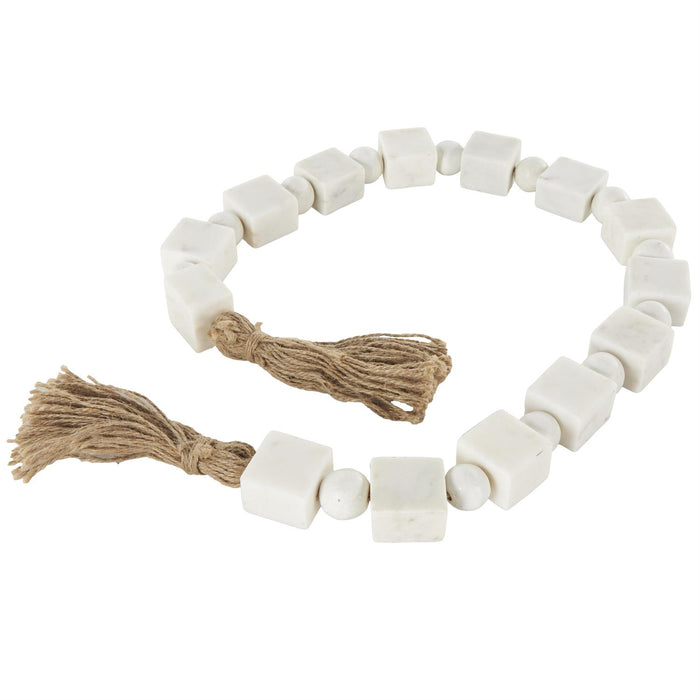 White Marble Square Beaded Garland