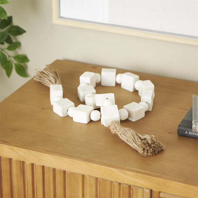 White Marble Square Beaded Garland