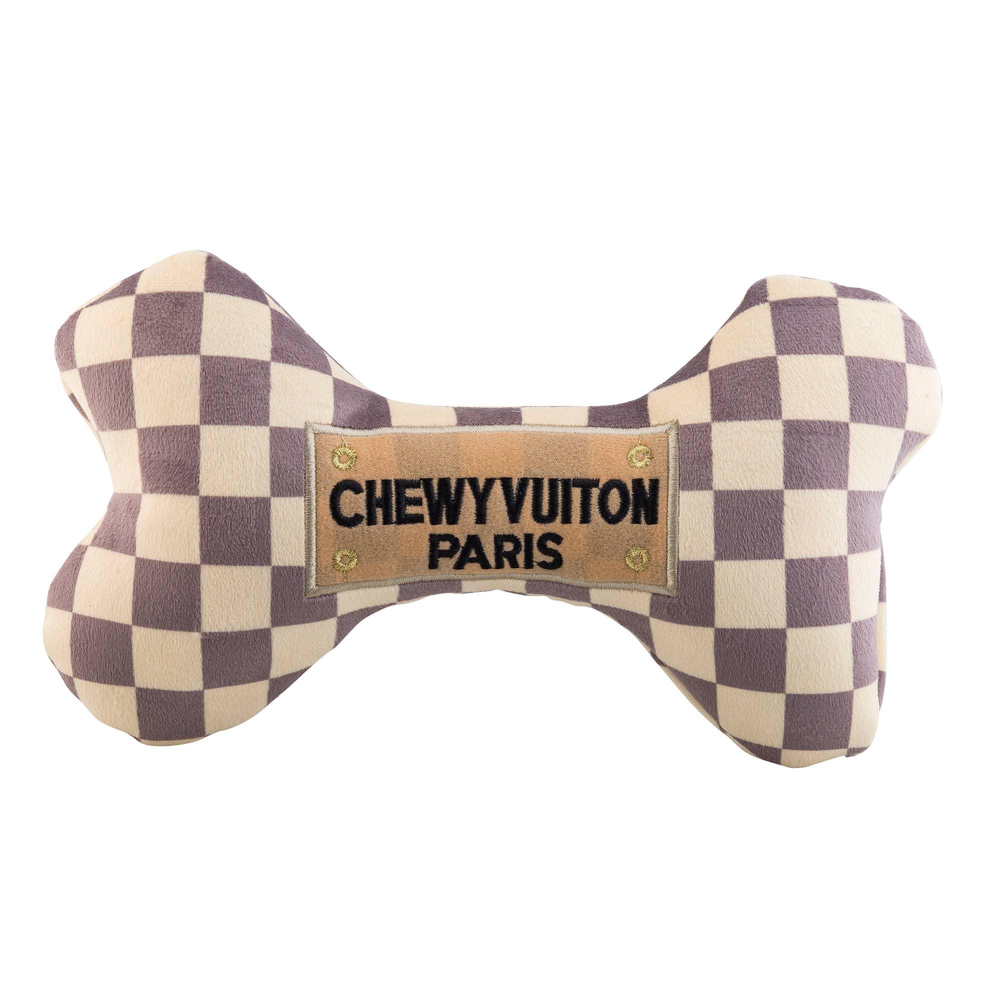 Checker Chewy Vuiton Bones Squeaker Dog Toy Pet Gifts