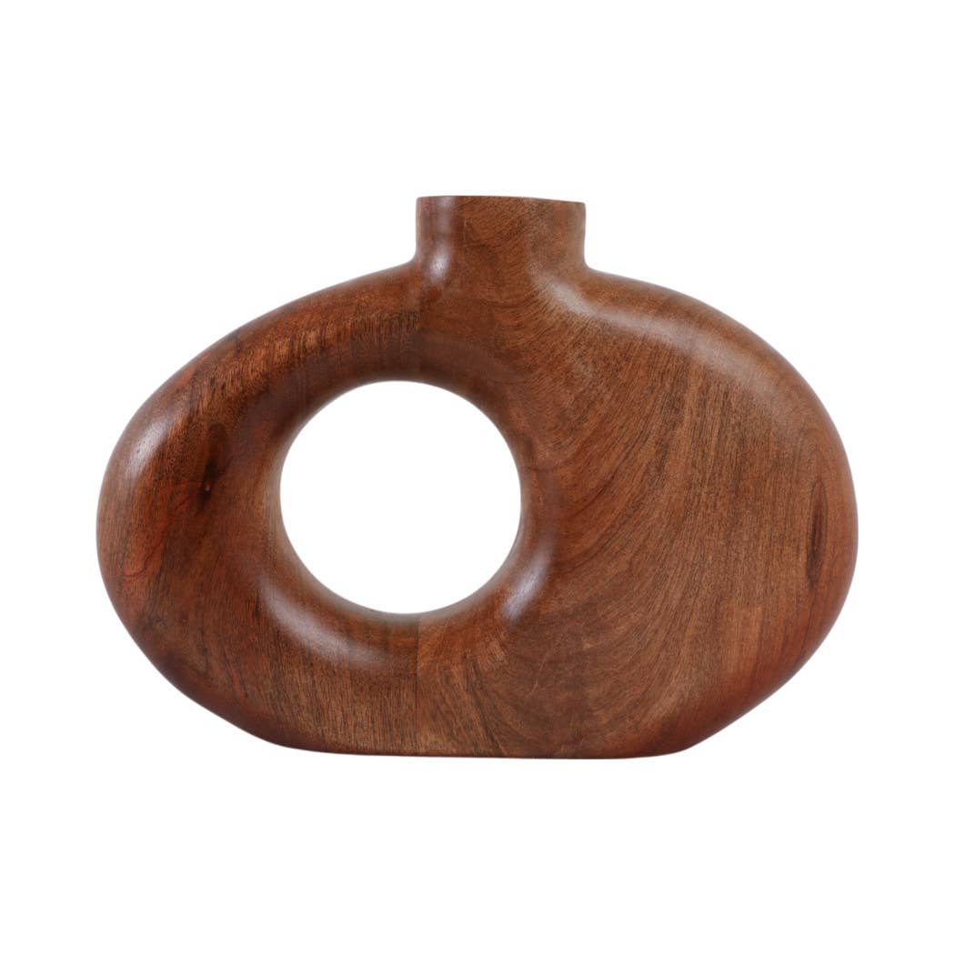 Mango Wood Round Cut-out Vase