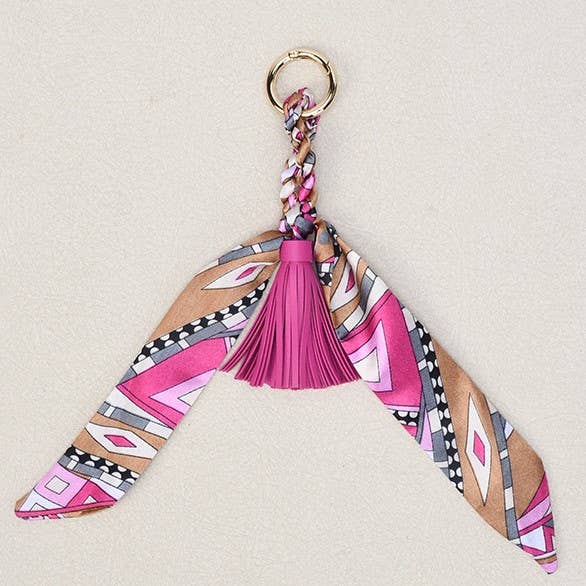 Boho Simple Scarf Tassel Bag Charm Keychain