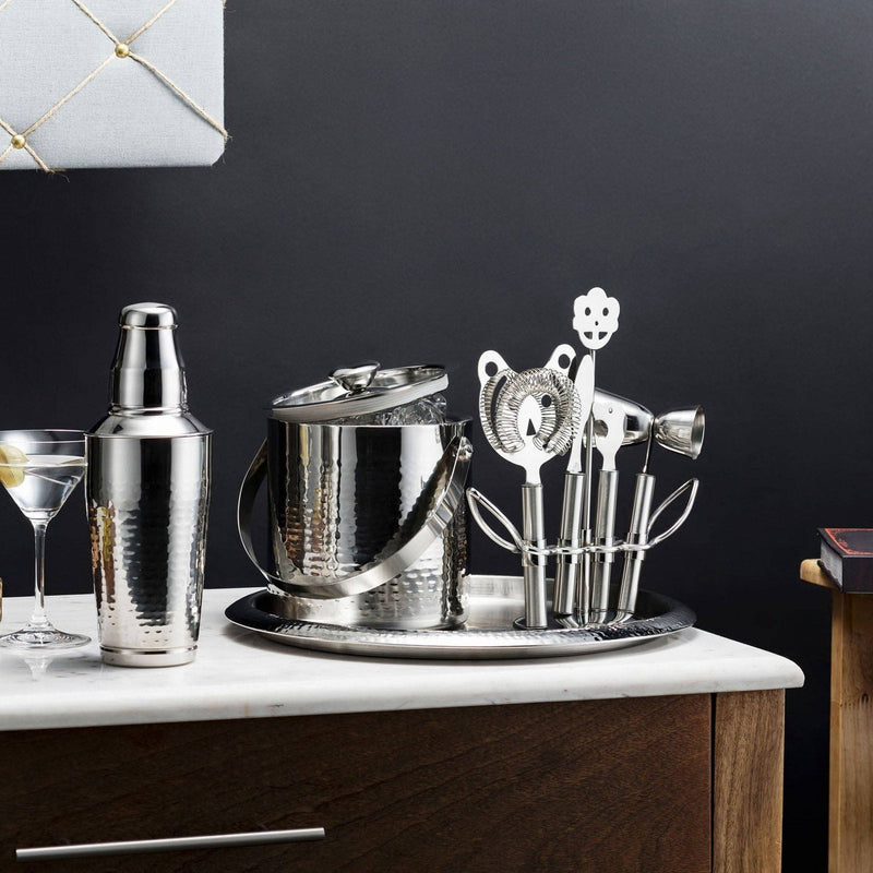 Hammered Stainless Steel 9 Piece Bar Tool Set