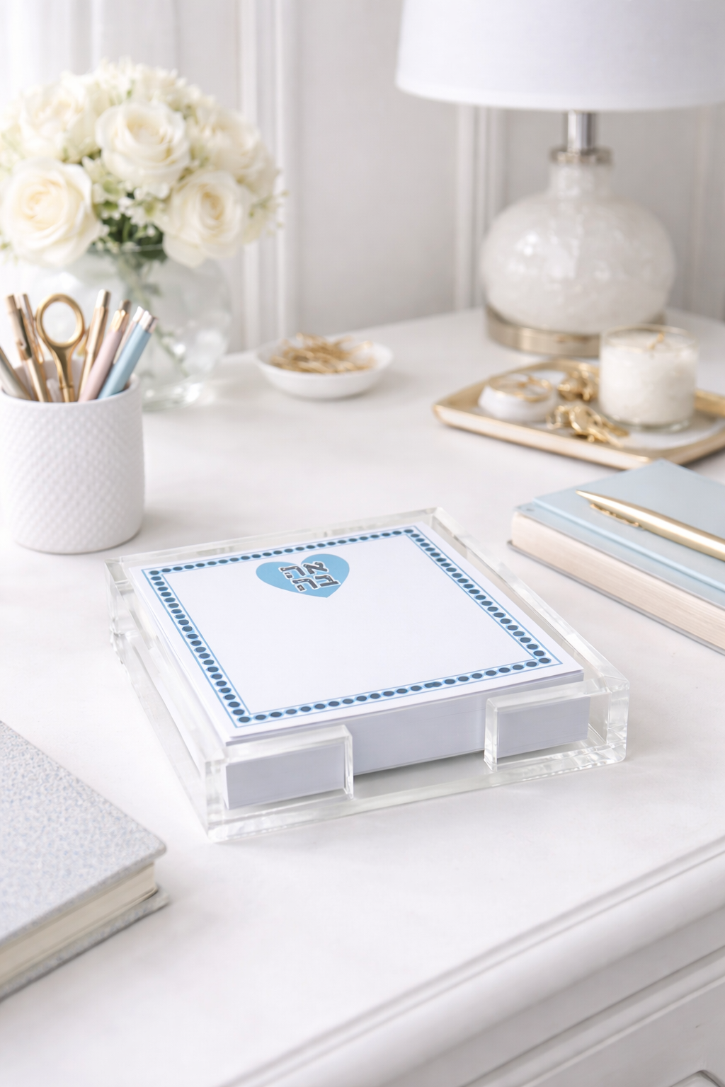Acrylic Holder & Notepad, Ahava Aqua