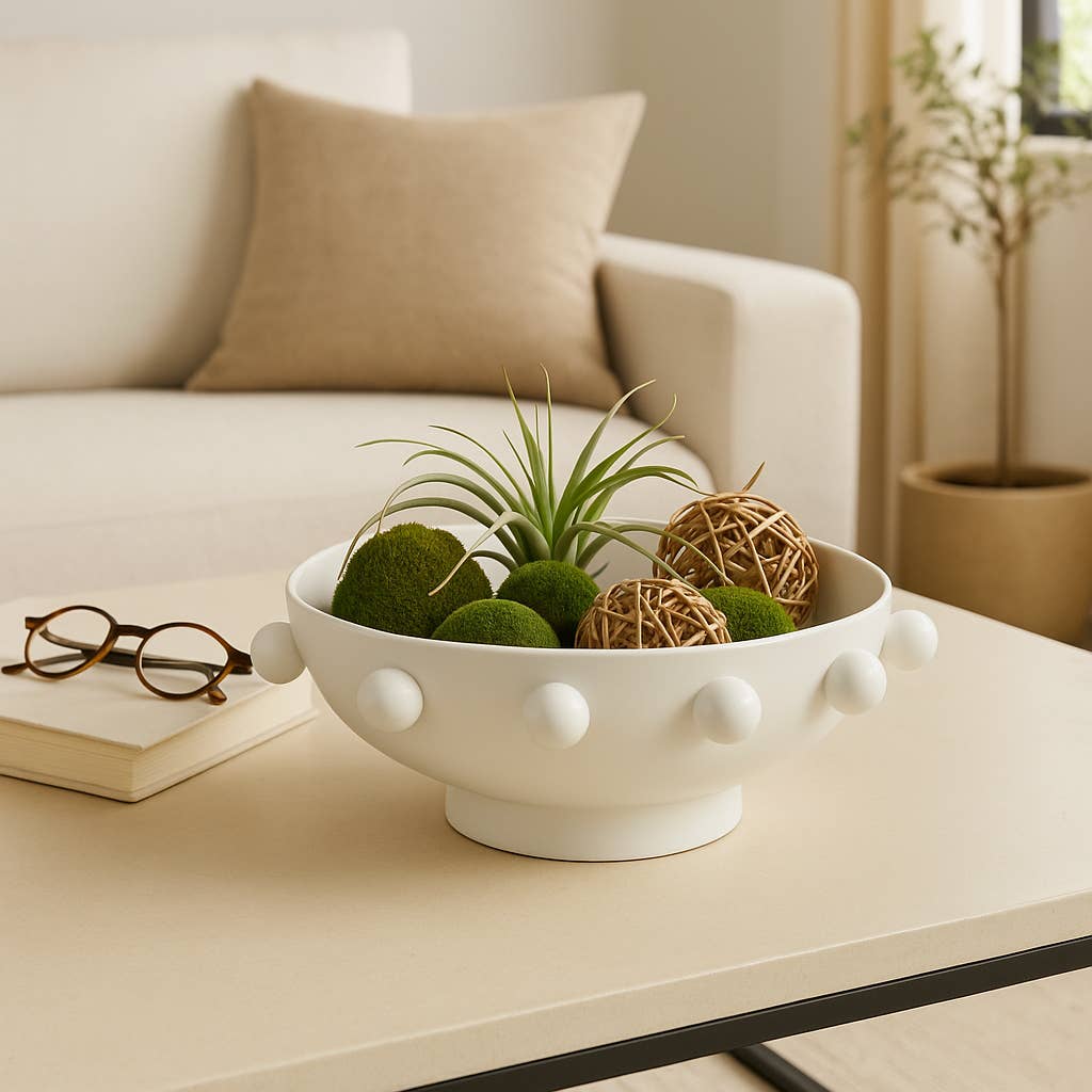 Decorative Bowl - White Iron Hobnail