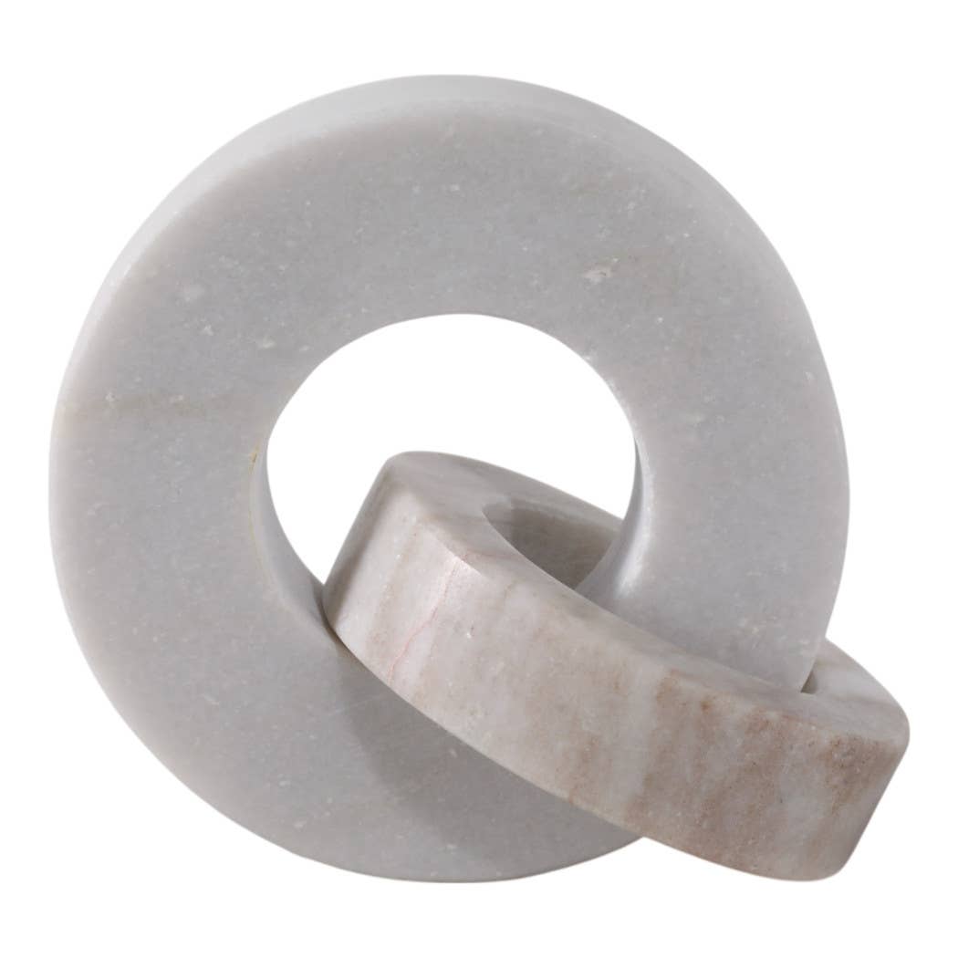 Sculpture Double Ring White/Beige Marble