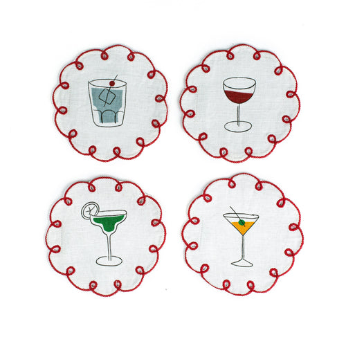Embroidered Linen Coasters (Set of 4) Coasters