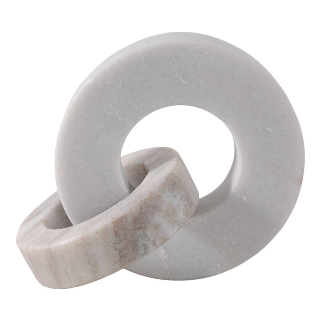 Sculpture Double Ring White/Beige Marble