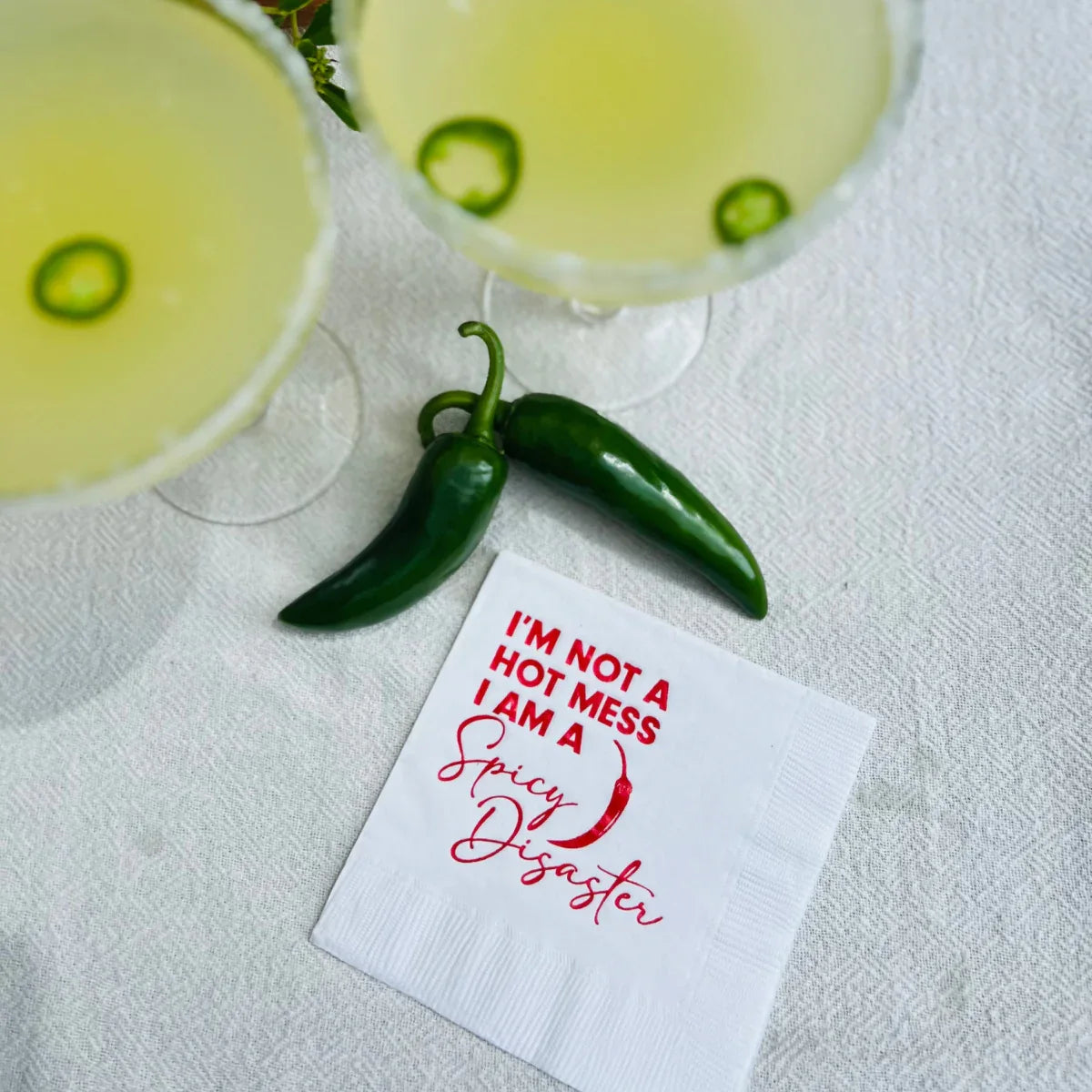 I'm Not A Hot Mess, I Am A Spicy Disaster Cocktail Paper Napkins Cocktail Napkins
