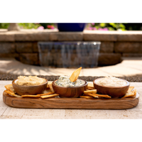 Acacia Wood 3 Dipping Bowls and Tray