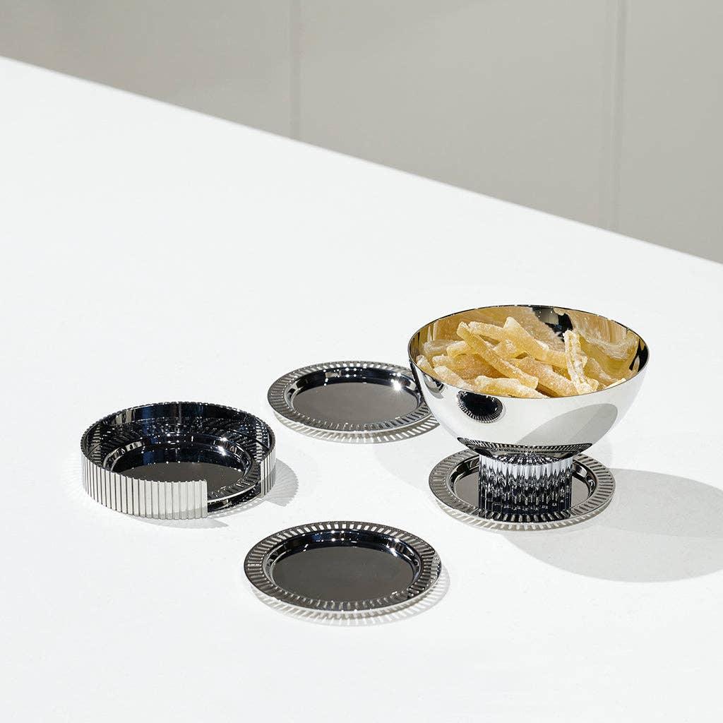 Striations Nut Bowl, Silver Serving Bowl